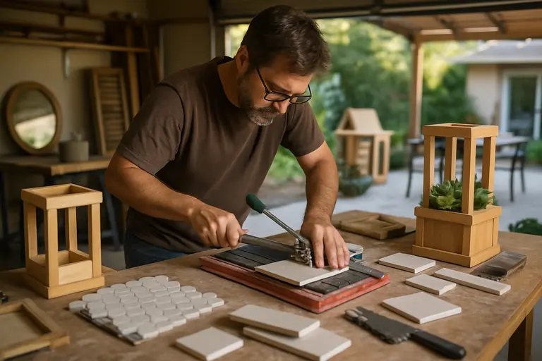 Home improvement checklist beside flooring and fixture samples