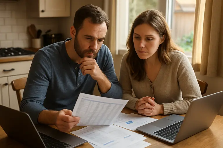 Homeowner comparing a contractor quote with a household budget
